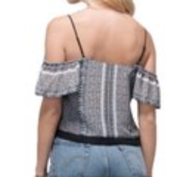 MXED DOT BLACK BLUE COLD SHOULDER SLEEVE MEDIUM - Picture 6 of 15